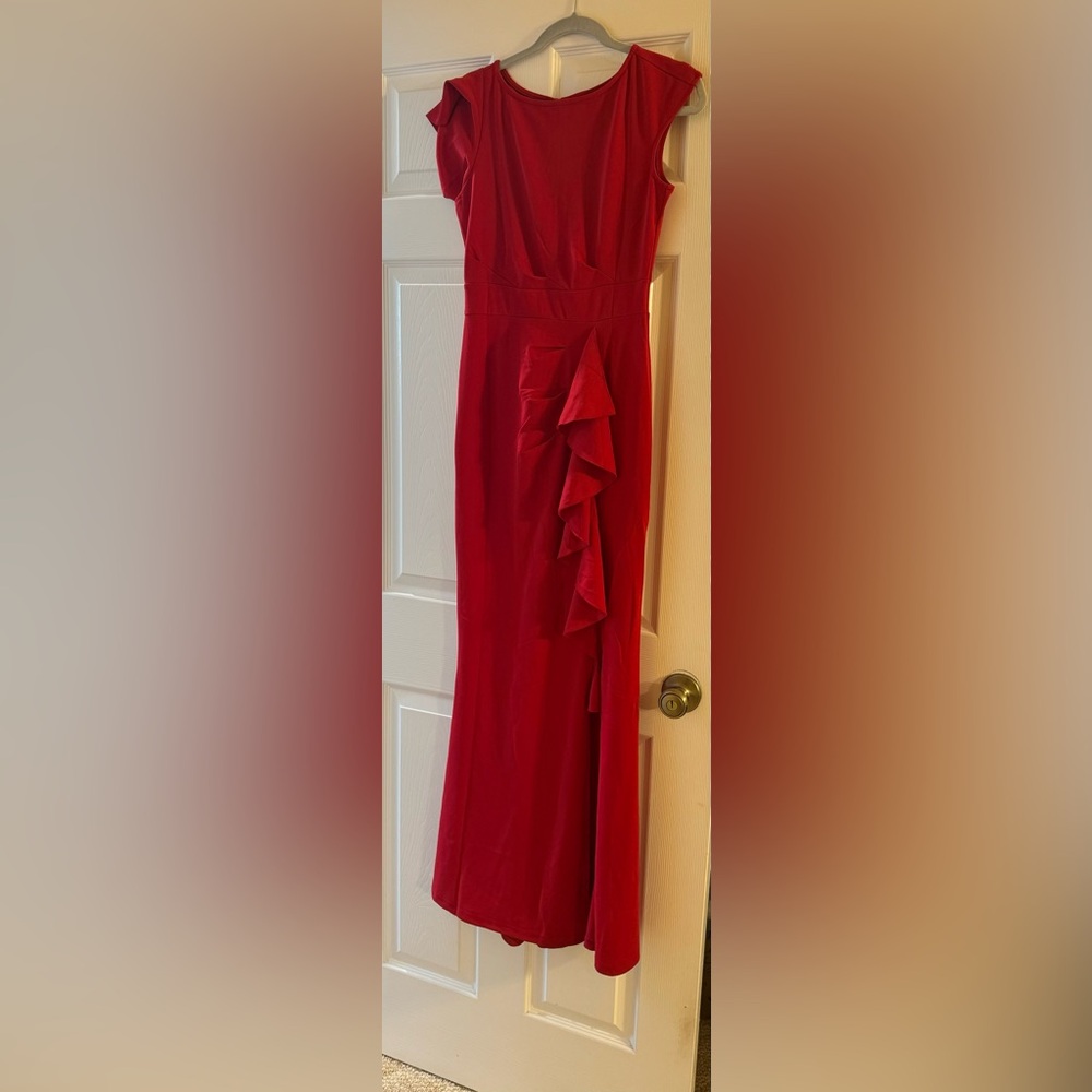 WOOSEA Women's Split Bodycon Mermaid Evening Cocktail Red Long Dress - Size S